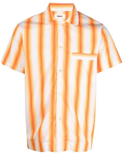 Tekla Striped Short-sleeved Shirt - Orange