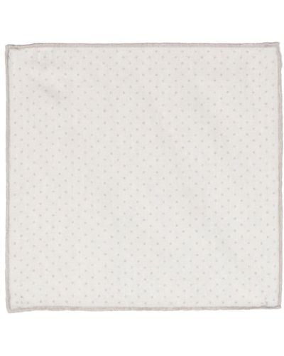 Eleventy Polka-dot Cotton-wool Scarf - White