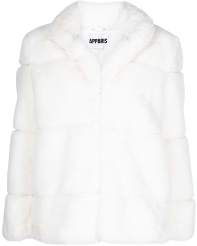 Apparis Einreihiger Mantel aus Faux Fur - Weiß