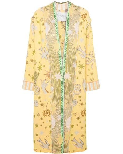 Forte Forte Patterned-jacquard Maxi Coat - Yellow