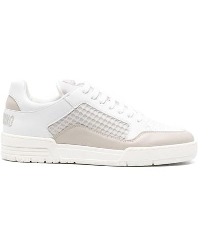 Moschino Panelled Leather Trainers - White