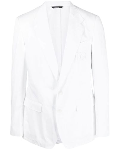 Dolce & Gabbana Blazer con logo bordado - Blanco