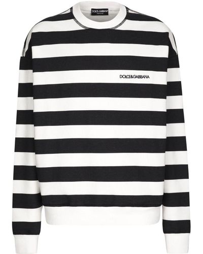 Dolce & Gabbana Cotton Striped Sweatshirt - Black