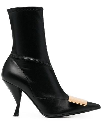 Sergio Rossi 90mm Leather Heeled Boots - Black