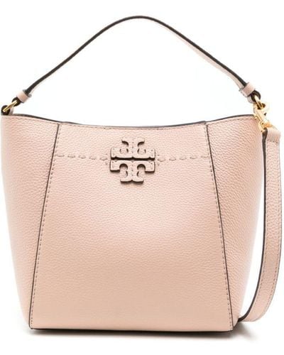 Tory Burch Neutral Small Mcgraw Leather Bucket Bag - Pink