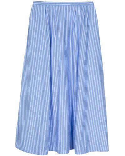 Faithfull The Brand Pinstripe Cotton Midi Skirt - Blue