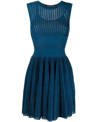 Antonino Valenti Robe évasée à design sans manches - Bleu