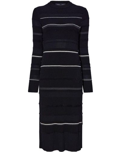 Proenza Schouler Striped Ribbed Midi Dress - Black