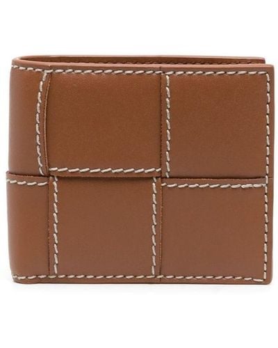 Bottega Veneta Intreccio Leather Bifold Wallet - Bruin