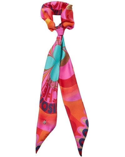 Maison Michel Patterned Silk Scarf - Red