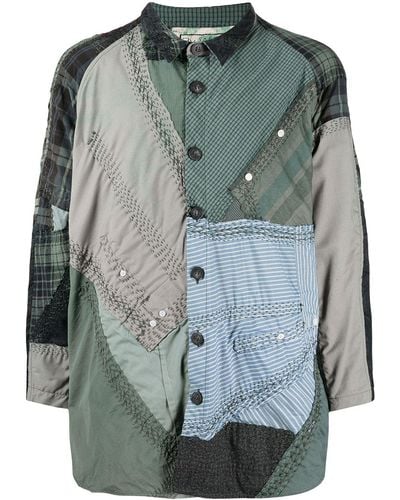 By Walid Patchwork Cotton Shirt - Green