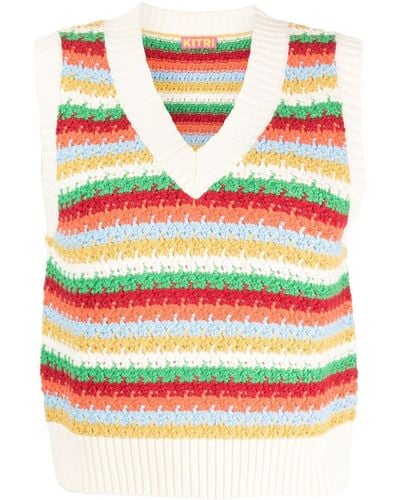 Kitri Winona Striped Crochet Vest - Gray