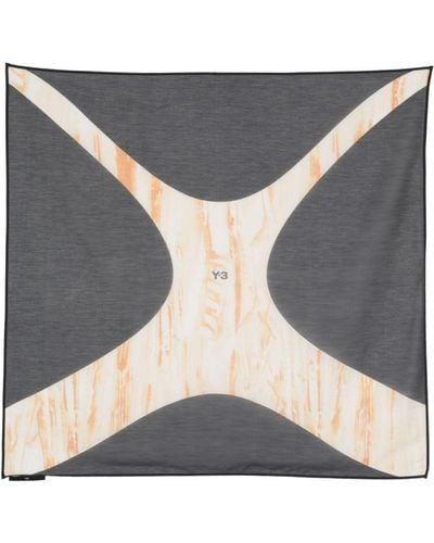 Y-3 Abstract-print Scarf - Gray