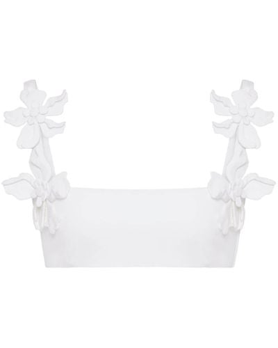 Valentino Garavani Floral-appliqué Cropped Top - White