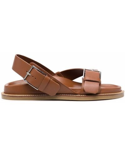 SCAROSSO Hailey Buckled Sandals - Brown