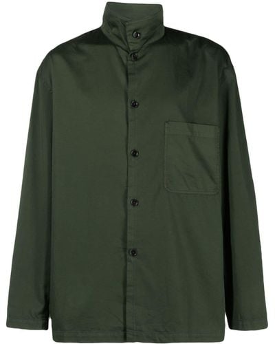 Lemaire Stand-up Collar Cotton Shirt - Green
