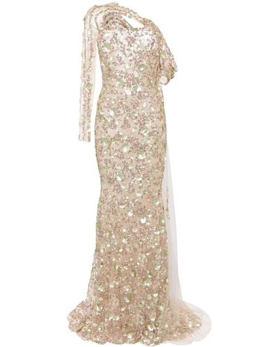 Saiid Kobeisy Beaded One-shoulder Gown - Natural