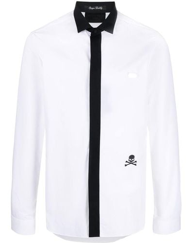 Philipp Plein Camisa con cuello en contraste - Blanco
