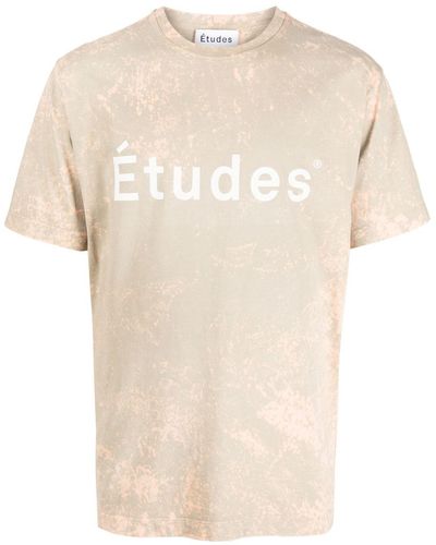 Etudes Studio Logo-print Bleached T-shirt - Natural