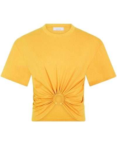 Rabanne Ring-detail Cropped T-shirt - Yellow