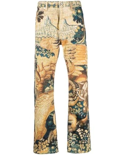 Just Cavalli Wide-leg Printed Jeans - Yellow