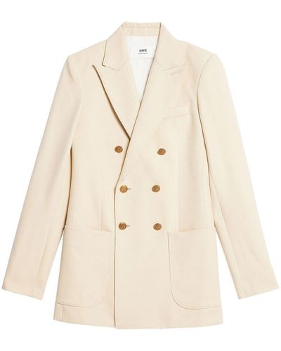 Ami Paris Double-breasted Blazer - Natural