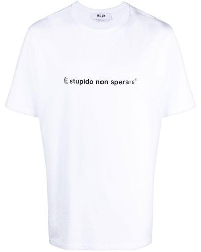 MSGM T-shirt Met Tekst - Wit