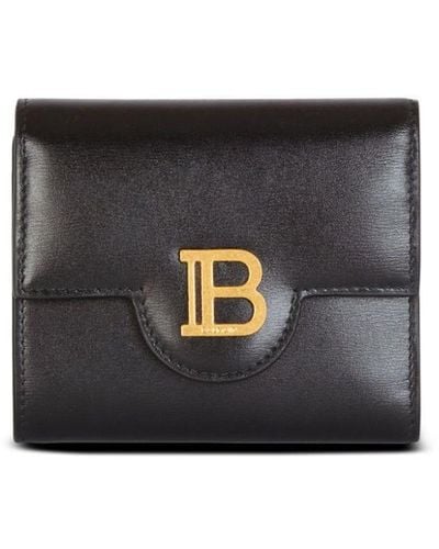 Balmain B-buzz Trifold Leather Wallet - Black