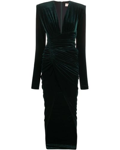 Alexandre Vauthier Velvet Maxi Dress With Ruffles - Black