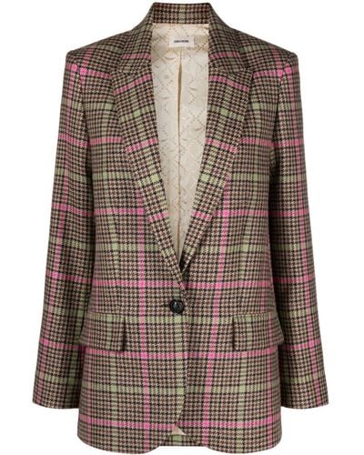 Zadig & Voltaire Vow Check-print Wool Blazer - Brown