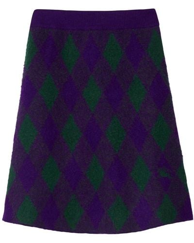 Burberry Wool Argyle Skirt - Blue