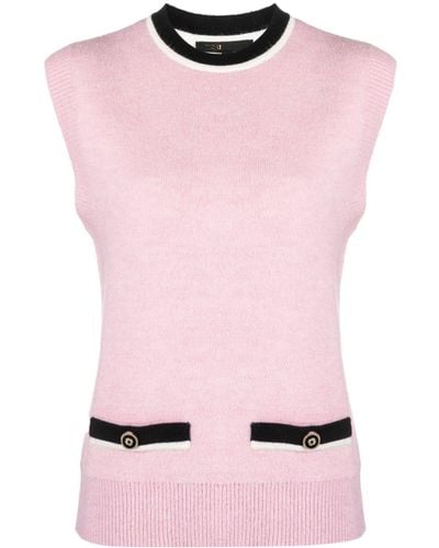 Maje Clover-detail Sleeveless Sweater - Pink