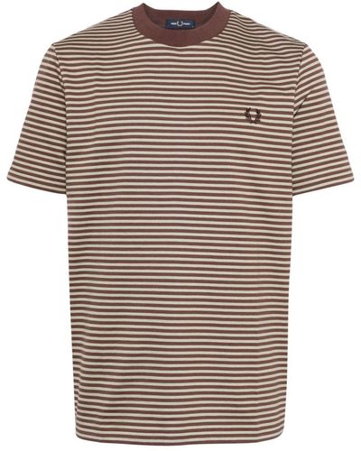 Fred Perry Gestreept T-shirt - Bruin