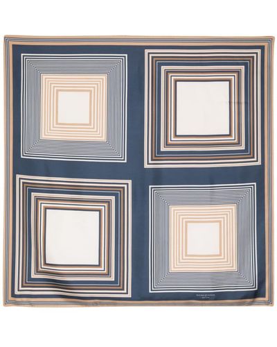 Aspinal of London Mirrored Square Silk Scarf - Blue