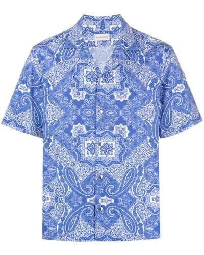 Moncler Paisley-print Short-sleeve Shirt - Blue