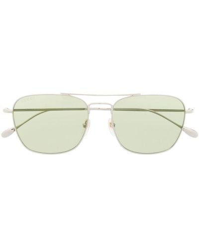 Gucci Rectangle-frame Tinted-lens Sunglasses - Metallic