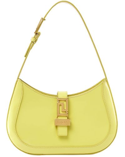Versace Greca-detail Leather Shoulder Bag - Yellow
