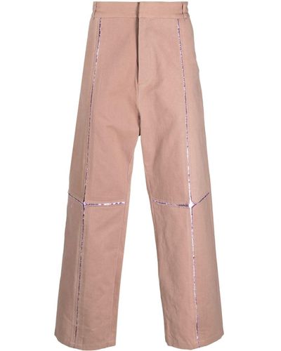 Bluemarble Metallic Ripped Cotton Trousers - Pink
