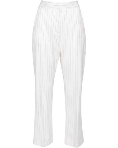 MSGM Pinstripe-print Cropped Trousers - White
