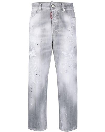 DSquared² Vaqueros capri con motivo de salpicadura de pintura - Gris