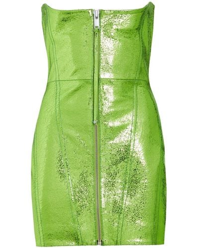 retroféte Sylvie Metallic Leather Minidress - Green