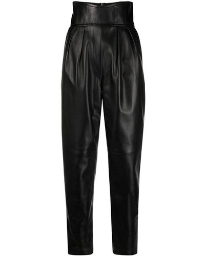 Philipp Plein High-waisted Leather Pants - Black