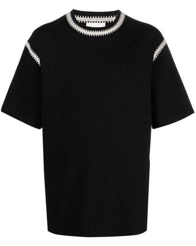 Nanushka Crochet-trim Crew-neck T-shirt - Black