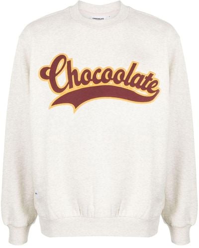 Chocoolate Logo-embroidered Jersey-texture Sweatshirt - White