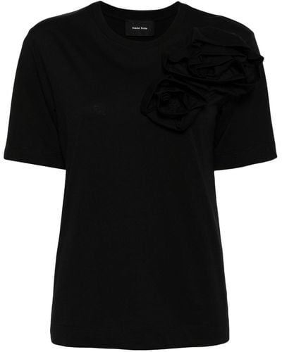 Simone Rocha T-shirt en coton à col rond - Noir