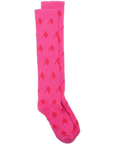The Attico Logo-print Socks - Pink
