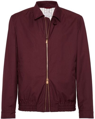 Brunello Cucinelli Veste biker à fermeture zippée - Rouge