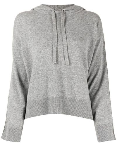N.Peal Cashmere Drawstring Hooded Sweater - Gray