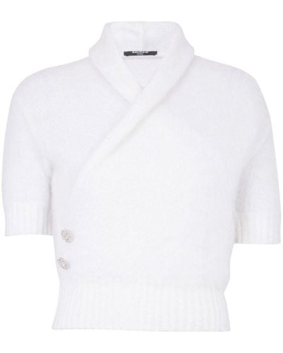 Balmain Wrap Mohair Sweater - White