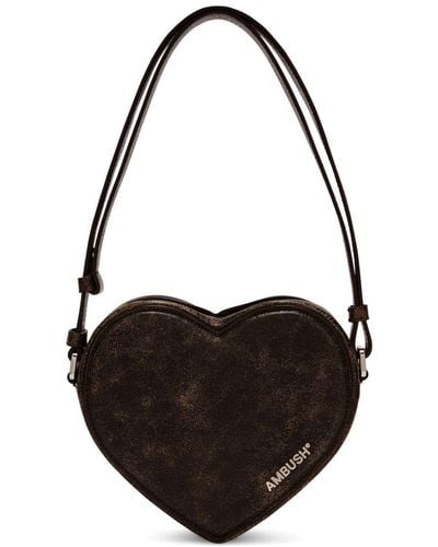 Ambush Heart Leather Shoulder Bag - Black